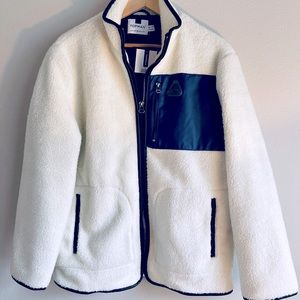 Topman Cream Ecru Tech Borg Jacket